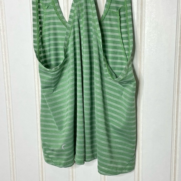 Zyia green striped Nimbus split open back tank top sz XL 406 - Picture 7 of 10